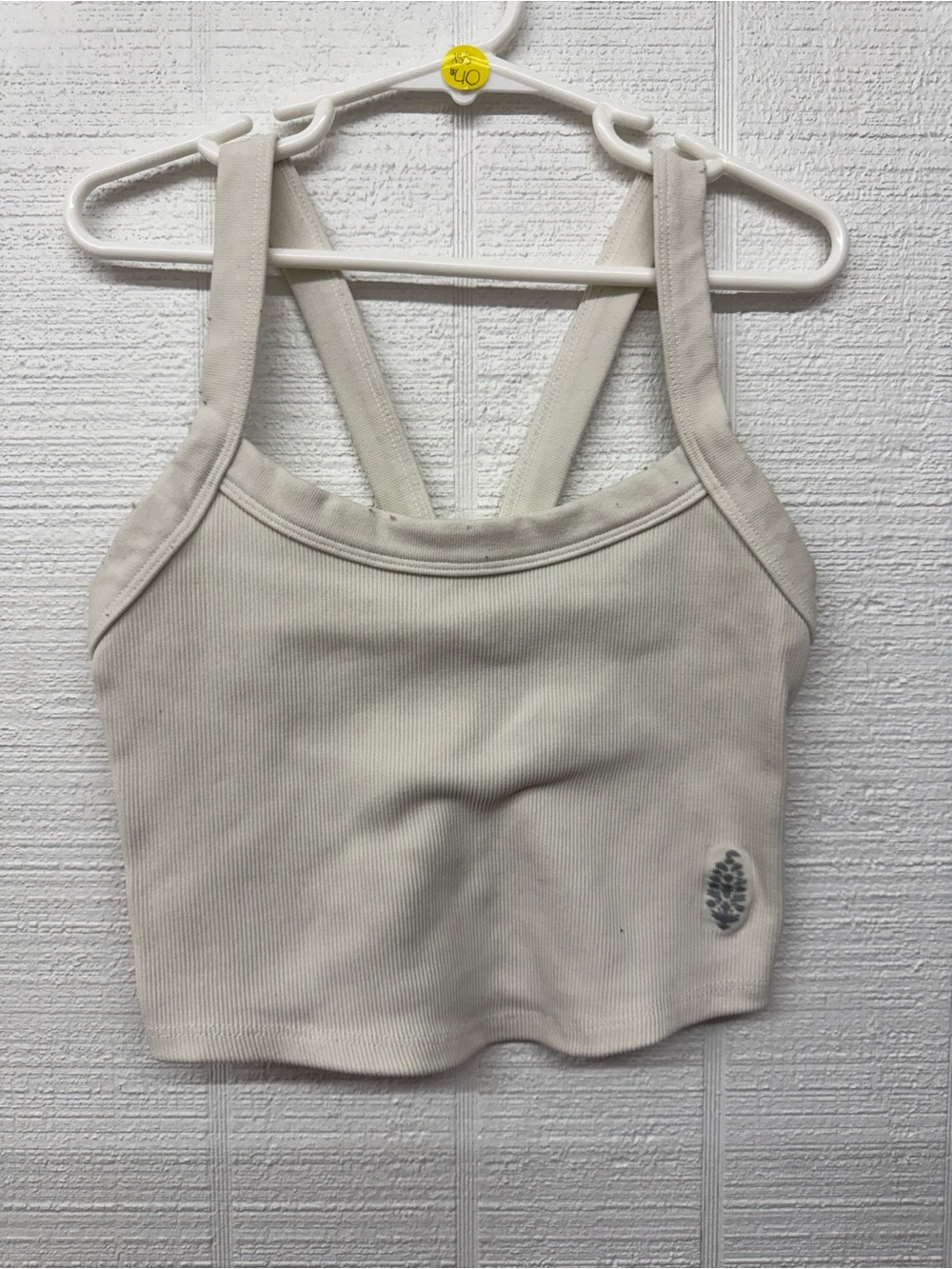 Free People White Ribbed Cross-Back Bralette
